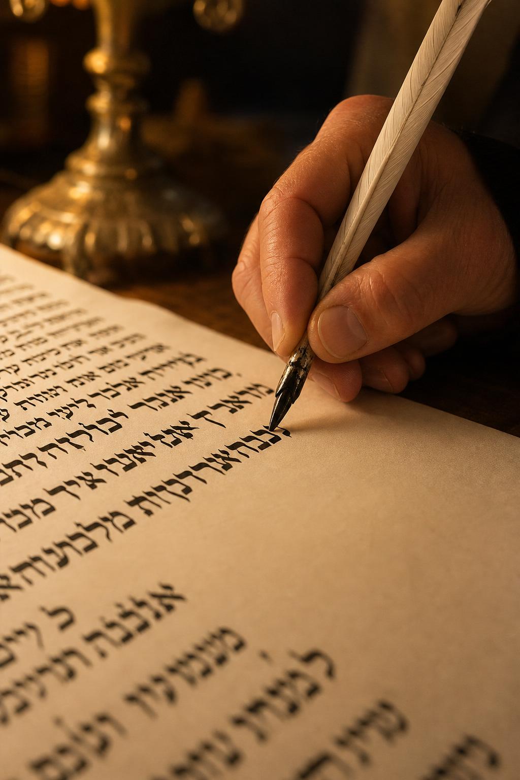 סופר סת״ם כותב על הקלף